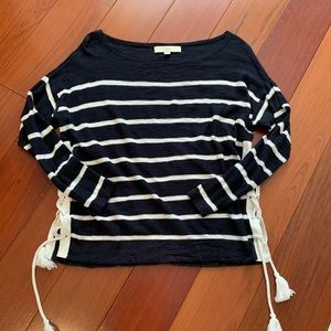Loft Navy Striped Top